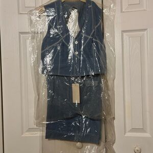 Blue Sleeveless Top and Shorts Set